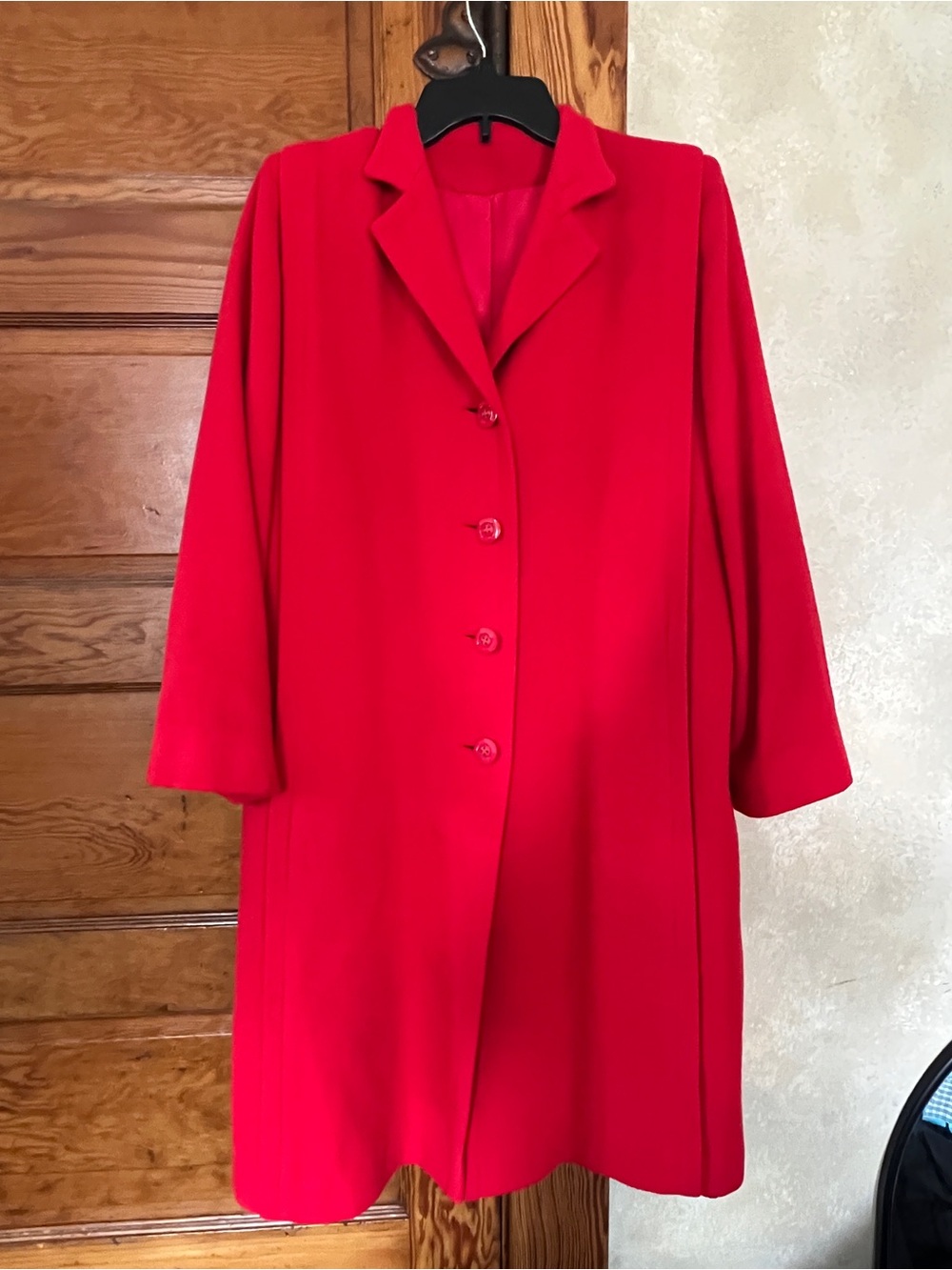 Vintage Old Money Quiet Luxury Red Cashmere Button Down Women’s Overcoat Sz M/L